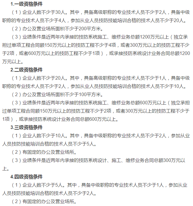 福利！廣東各市區(qū)企業(yè)安防資質(zhì)4個(gè)級(jí)別申報(bào)要求大全！