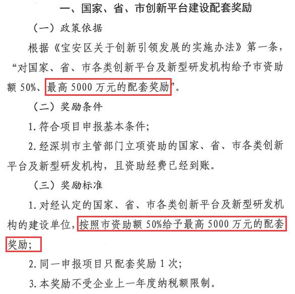 5000萬項目申報獎勵！寶安區(qū)創(chuàng)新平臺及相關(guān)機(jī)構(gòu)有福了！